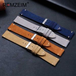 Titta på band Suede Leather Vintage Straps 18mm 20mm 22mm Men Women Bands Quick Release Ersättningshandledrem H240504