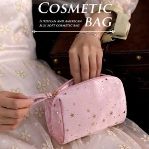 Cosmetic Organizer Soft Velvet Girl Makeup Bag Lipstick Cosmetic Organizer Storage Bag Women Toiletry Make Up Case Pouch Portable Cosmetic Bag Y240503