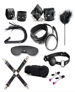 10st BDSM Restraints Sex Toy Pu Leather Fetish Bondage Set Rollspel Bed Game For Par Y04065431881