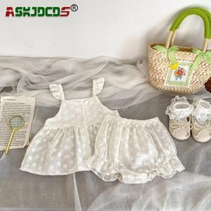 Kleidungssets 0-3y Kinder geborene Baby Mädchen Blumen Rüschen Top Shorts Set - Baumwollkind Kleinkind Schlinge Hemden Prinzessinstil für niedlich