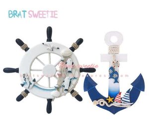 Wood Ship Wheel Boat Steering Rudder Anchor Mediterranean Ornament Nautical Theme Birthday Party Decorations Kids Supplies 2106101059641
