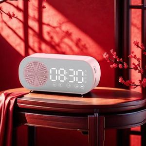 Walluhren Uhr Doppelalarm Bluetooth Verbindung TF Kartenwiedergabe Touch-Taste für Desktop zu Hause tragbarer Fahrzeugmontage