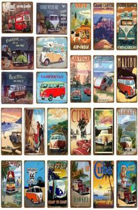 Travel City Hawaii Cuba India Beach Metal Plate Busbil Campervan Vintage Tin Signs Pub Bar Garage Home Decoration Metal Poster2611788311