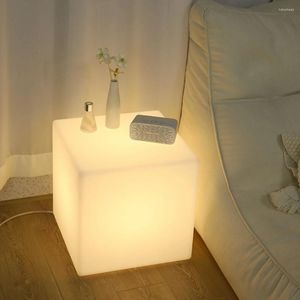 Gece Işıkları Parlayan Küp Kare Dışkı LED Işık Sandalye Su Geçirmez Şarj Edilebilir Aydınlatma Oturma Çok Amaçlı Ekipman