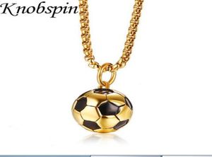 Men039s in acciaio inossidabile in acciaio in acciaio a ciondolo da calcio Necklace Gold Color Soccer Collana Pendant Punk Rock Jewelry Long Chain 24quo9437120