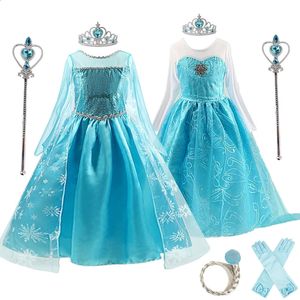 Girls Snow Queen Dress Kids Costumi per 2023 Carneval Party Prom Abito Cosplay Children Cashing Princess 312 Y 240428