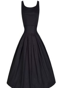 Whole2015 Sommer Frauen Hepburn Kleider Oneck Black Casual Party Robe Rockabilly 50er Vintage Vestidos Plus Size 95641514903