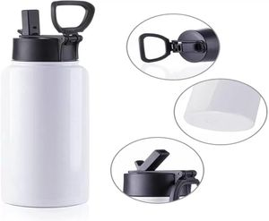 Sublimation Blank Tumbler 32 OZ 18OZ 22OZ White Vacuum Flask Stainless Steel Sports Wide Mouth Water Bottle with Straw and Portabl6215037