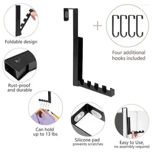 Hooks Folding Door Hanger Bedroom Hook Space-saving Retractable Clothes Rack Laundry Drying For Wardrobe Indoor