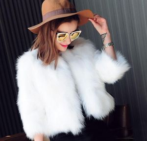 2017 Fur Faux Short Coat Fur Black White Imitation Overcoat Jacket 34 Sleeve Slim Fashion XXXL Q53468584324