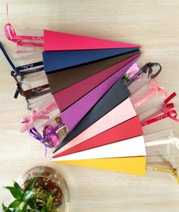 Single Rose Box Valentines Day Gift Wrap Wrapping Silk Ribbon Cone Carton Transparent Paper Case Wedding Decor 0 85xd G22505847