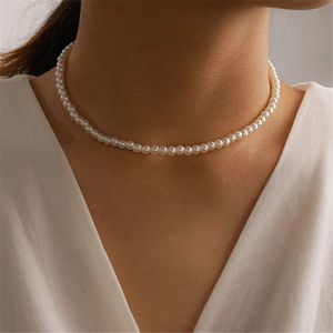 Moda Pérola Pérola Clavicle Chain Para mulheres elegantes Anniversary Wedding Jewelry Pingnder 240429