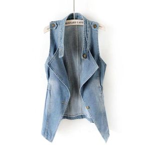 Women039s Westen plus Größe Lteel -Denimjacke für Frauen ärmellose schlanker langer Trenchcoat Frühling und Herbst Mode Weste Top8827396110