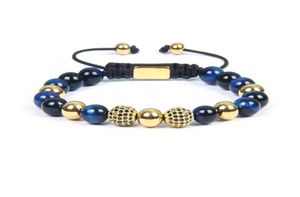 Fashion schwarz cz flechten bracelet Männer Geschenk natürliche Farben Tiger Augenstein Schmuck Edelstahl Armbänder Männer Frauen Top Quality9907503