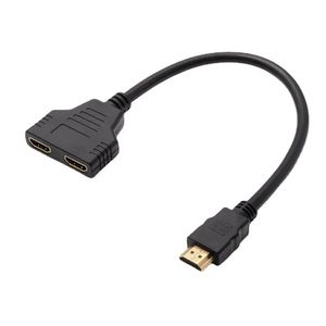 HDMI-kompatibel splitteradapterkabel 2 Dual Port Y Splitter 1 i 2 Out HDTV Man till HDTV Female 1 till 2 Way for HD LED LCD TV