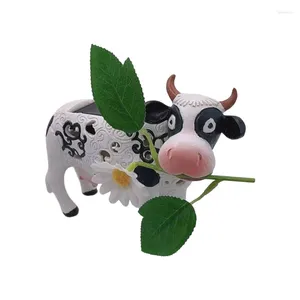 Garden Decorations Cow Solar Light Outdoor Decor Color Changing Hollowed Out Figurine Resin Decorative Lamps Dropship