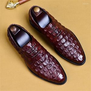 Elbise ayakkabıları marka tam tahıl deri iş adamları retro timsah tasarımcı doğa oxford boyutu için AB 38-46