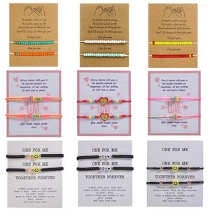 Bracelets de link de 2 peças de estilo de 2 peças acrílico brilho branco corda rosa com tecido de tecido ajustável, pedal de joalheria de joias de joias acessórios para presentes