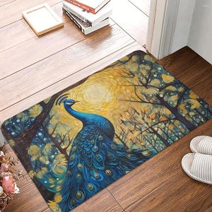 Bath Mats Cute Peacock Mat Anti Slip Painting Art Toilet Quick Drying For Shower Home Decor Foot Velvet Soft Bathroom Carpet