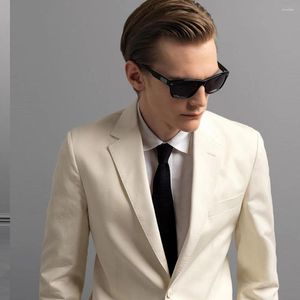 Men's Suits STEVDITG Casual Spring Cotton Single Breasted 2 Piece Jacket Pants Costume Homme Slim Fit