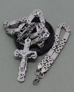8 mm flache byzantinische Kette Edelstahl Halskette für Männer Jesus Anhänger Schmuck3034755