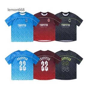 Herr t-shirts Trapstar Mesh Football Jersey Blue Black Red Men Sportwear T-shirt Designer Fashion Clothing 5465