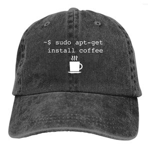 Ball Caps Cappelli da cowboy Linea di comando Coffee Installa Cappello Men's Sun Visor Baseball Linux Operating System Papà Trucker Papà