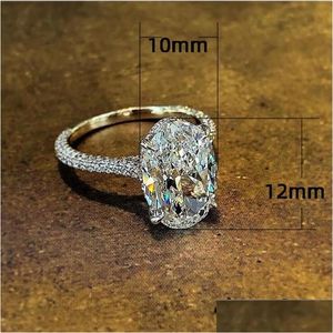 Anéis Corte oval vintage Banda de noivado de anel de promessa de diamante 4CT para mulheres entrega de joalheria OTKFT