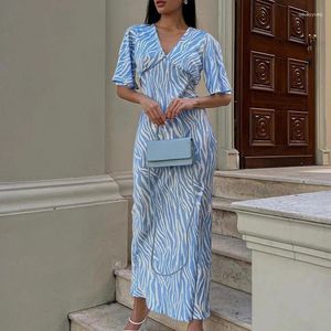 Sukienki imprezowe 2024 Przyjazd w szyku w szyku w szyku w dniu Kobiety Summer Boho wakacje długie sukienka elegancka w paski Maxi vestidos ubrania