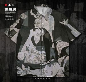 Men039S Casual Shirts World Famous Paintings Guernica Dance Oil Målning Shortsleeved Shirt Collared Button Up Trends Print ME5260563