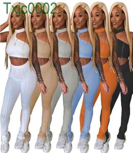 Kvinnliga spårningsdräkter Två stycken Set Designer Slim Sexig fast färg Oregelbunden design Halter ärmlös Vest Legging Zipper Split Suit 9202595