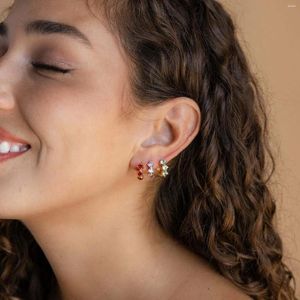 Hoop Earrings Fashion Stainless Steel Birtnstone For Women Zircon Piercing Gun Gold Color Ear Stud Push-Back Gifts Jewelry W