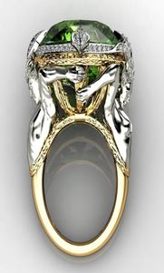 Творческая русалка овальное зеленое циркон кольцо высочайшего качества золотой цвет блестящие хрустальные девушки для вечеринок обручальные ювелирные кольца для женщин8643948