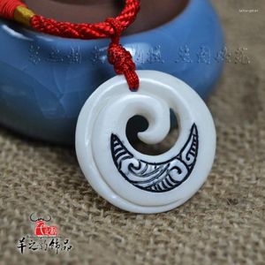 Pendant Necklaces Couple Necklace Pair Men's And Women's Peace Buckle Ox Bone Carved Ornament Personalized Birthday Gift