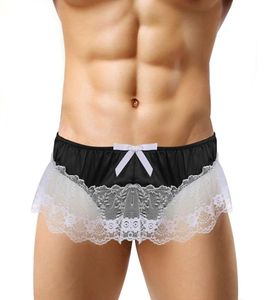 Women039s Mutandine Sexy Mens Underwear Maschio Sissy G Slievi in pizzo Bowknot Open Bullow Gstring Thong cueca biancheria bianchewomen3081791