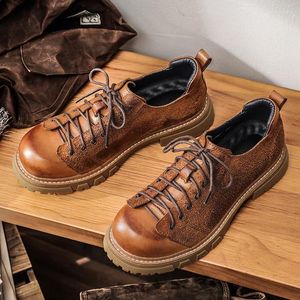 Casual Shoes Men Sneakers 2024 High Quality Vintage Cow Leather Flats