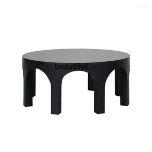 Decorative Figurines Coffee Table French Retro Solid Wood Black Side Nordic Living Room Tea Italian Style