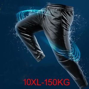 10xl 150kg Summer Men Autumn Men Breathable Ice Silk Pants Gym Big Size 9xl Home Hole Sports Elasticity Troushers 240428