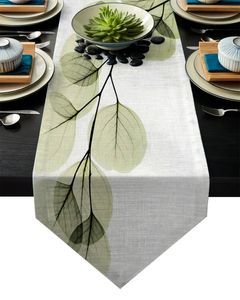 Foglie verdi rami semplici moderni runner da tavolo per feste di nozze chirstmas torta floreale tovaglia decorazione per la casa 240428