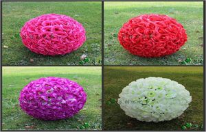 30 cm 12Quotartificial Criptografia rosa Flor de seda beijando bolas de bola pendurada ornamentos de Natal Decorações de festa de casamento 5pcs1574234