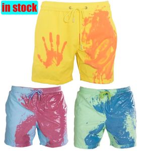 2020 Men's Summer Discoloration Swimming Trunks Magical Change Color Beach Shorts Quick Dry Bathing Shorts Fashion Surfing Pants 254n