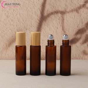 Storage Bottles 1pcs 5/10/15ml Brown Rolling Ball Bottle Perfume Roll On Mini Essential Oil Containers Sample Empty Travel Refill