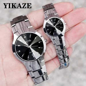 Wristwatches Men Women Quartz es Stainless Steel Wrist Calendar Date Waterproof Clock Luxury Womens Lovers Couple H240504