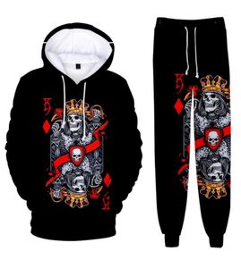 Skeleton Skull Poker 3D Print Men039S Sportswear Sets Casual Trainingsanzug zweiteiliger Set Top und Hosen Schweißanzug Mann Sporting S7469404