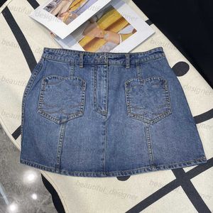 Designer women's jeans Spring and Summer New Simple and Versatile Elegance Celebrity Little Fragrant Wind Slim Fit and Slim Pocket Denim Short Skirt for Women