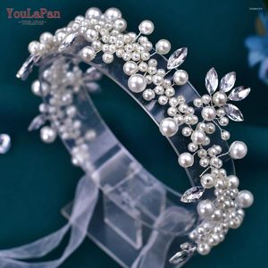 Haarclips Youlapan White Pearl Stirnband für Braut Frau Kopfschmuck Hochzeitszubehör Strass