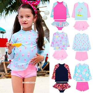 Badeanzug Girls Zwei-Piece Mode Badeanzug für Mädchen Sommer Beach tragen Kinder Badeanzug Baby Biquini Schwimmanzug 240430