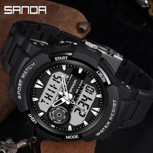 Armbandsur Sanda Digital Watch Men Military Army Sport Quartz armbandsur Top LED Waterproof Male Electronic Clock Gift 6002