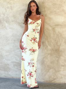 Dulzura Çiçek Baskı Kayışı Midi Elbise Kadınlar için Bodycon Seksi Parti Giysileri 2024 Yaz uzunluğunda Y2K Akşam Tatil 240416