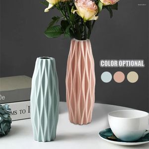 Vases Shatterproof Vase Origami Plastic Milky White Imitation Ceramic Flower Pot Basket Home Decor Accessoires